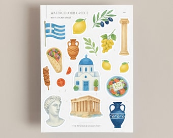 Stickerbogen | Griechenland Aufkleber | Reisetagebuch | Reisen Aufkleber | Ästhetische Aufkleber | Griechisch | Tagebuch | Scrapbook Momente