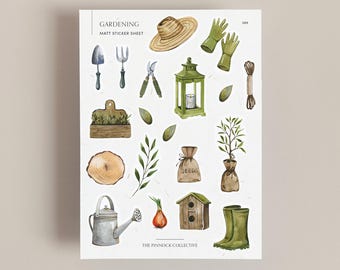 Sticker Sheet | Gardening | Planner Stickers | Journal Stickers | Plants | Foliage | Greenery | Green Sticker | Planting | Flowers | outside