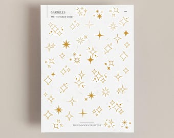 Sparkles Sticker Sheet | Deco Stickers | Scrapbooking | Bullet journalling | Diary Stickers | Stars | Gold stars