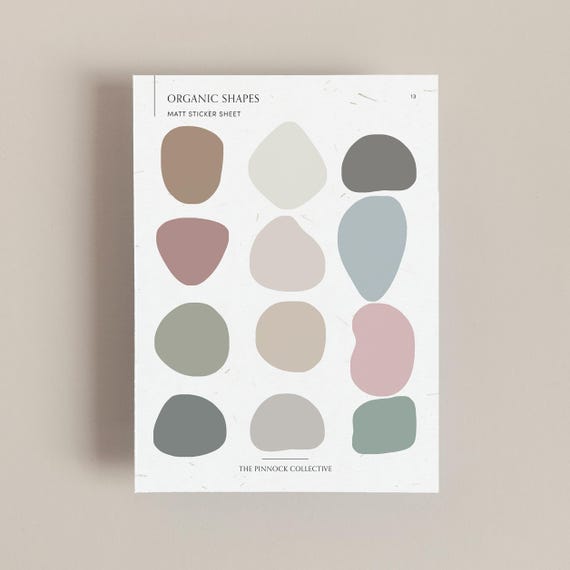 Hand illustrated Matt organic shapes Sticker sheet, Organic Shapes, Organic Shape, Organic Shaped, Random Shapes,