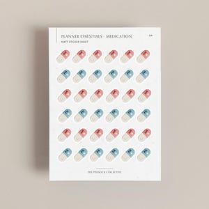 Foglio di adesivi per pianificatori / Adesivi per il monitoraggio dei medicinali / Adesivi per medicinali / Adesivi per la salute / Adesivi kawaii / Adesivi per pianificatori / Promemoria