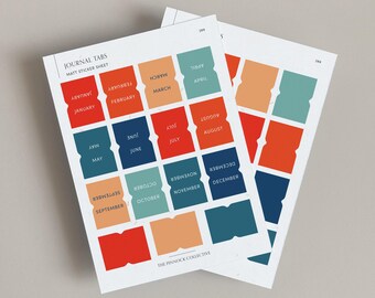 Monthly Tabs Stickers | Blank Tab Stickers | Mini monthly tabs | Retro themed Stickers | Retro planner | Retro colourway | Tabs stickers