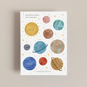 Planeten Sticker Bogen | Kinder Sticker | Lehrmittel | Weltraum Aufkleber | Niedliche Planer Sticker