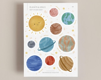 Planets Sticker Sheet | Kids Stickers | Teaching materials | Space Stickers | Cute planner stickers