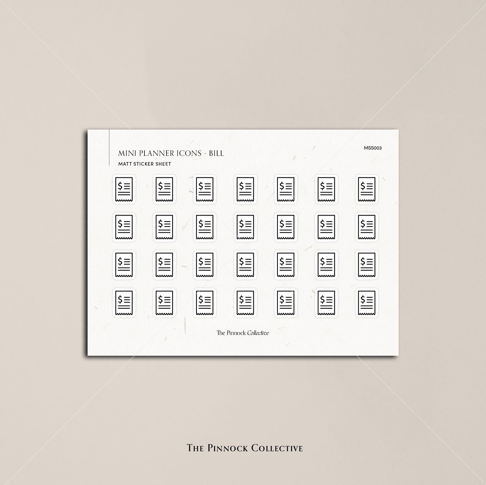 Single Mini Icons Stickers Sheet | Functional Planner Stickers | Bill ...