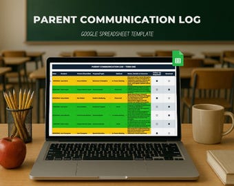Registro y seguimiento de la comunicación entre padres/Plantilla de Hojas de Cálculo de Google para docentes/Organizador digital/Herramienta de gestión del aula