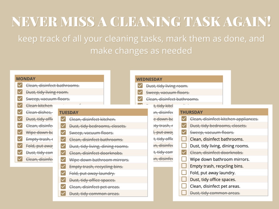 Cleaning Schedule Checklist Digital Download Printable Weekly, Monthly ...