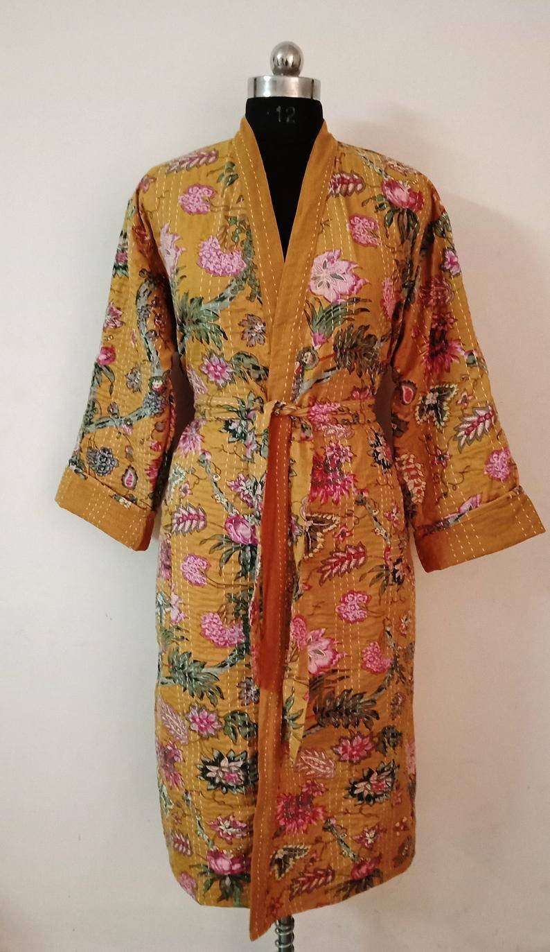 Handmade Kantha Coat Handblock Print Kantha Quilt Jacket Etsy