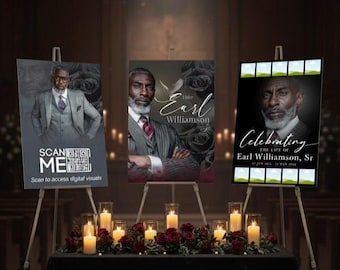 Luxury Memorial Poster Boards (Set of 3) | 24x36 Celebration of Life Funeral Displays