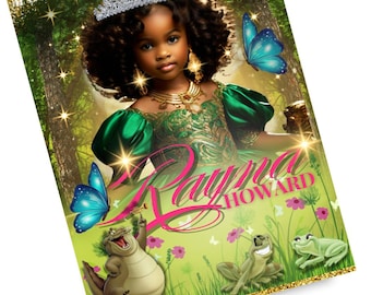 The Princess and The Frog Children Funeral  Memorial Keepsake Obituary, 4 pages 8.5x11 editable template