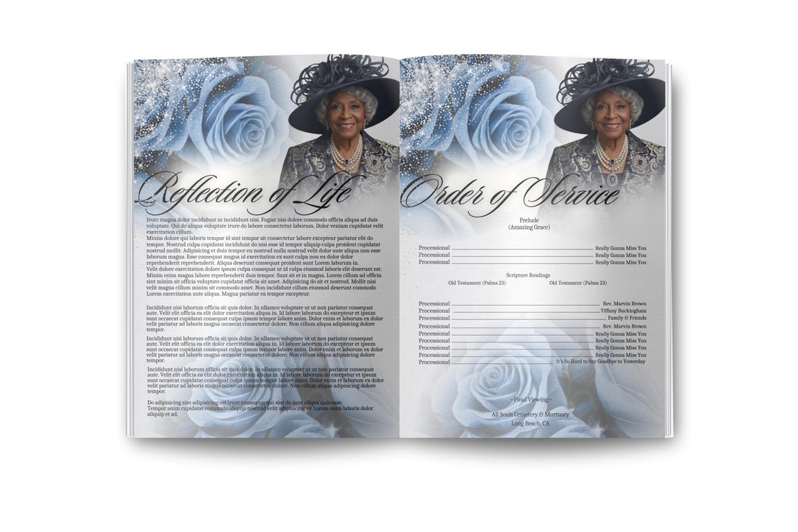 Editable Funeral Program Template for Mother Grandmother Obituary