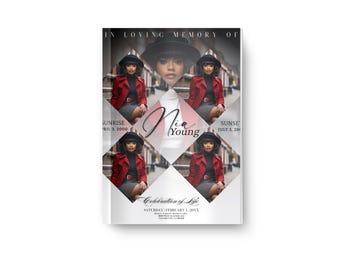 Modern Funeral Program Template | Celebration of Life (Canva Editable)