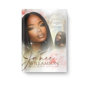 Editable obituary template soft pink| Editable Obituary Template in Soft Pink | 8 Page Funeral Program | 8.5x11 Memorial Booklet Design