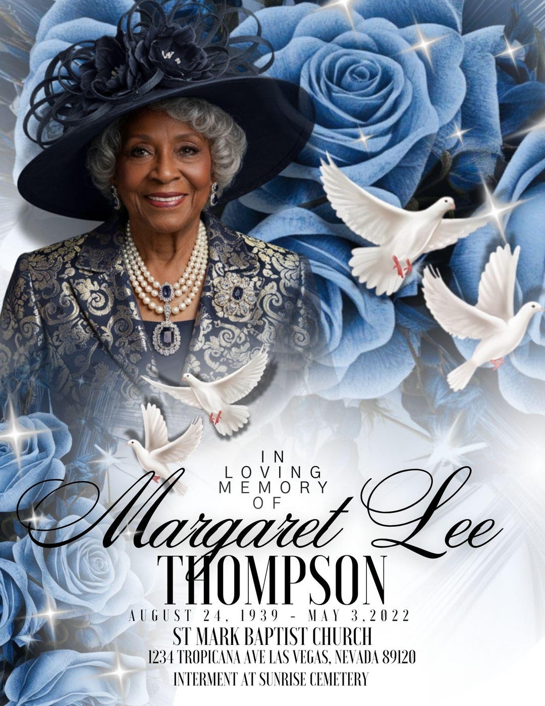 Editable Funeral Program Template for Mother Grandmother Obituary