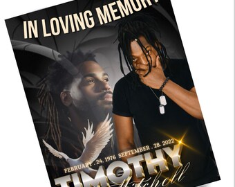 Black Funeral Obituary 17x11 4 page EASY EDIT