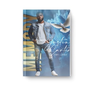 Funeral Obituary Mens Elegant Editable Template 8,5x11 8 page