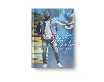 Funeral Obituary Mens Elegant Editable Template 8,5x11 8 page