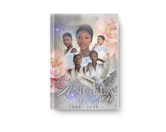 Pink Funeral Obituary Template 8 pages 8.5x11 with 2 bonus covers