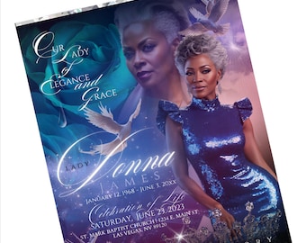 Funeral Obituary Elegant Purple Editable Template 8.5x114 Page