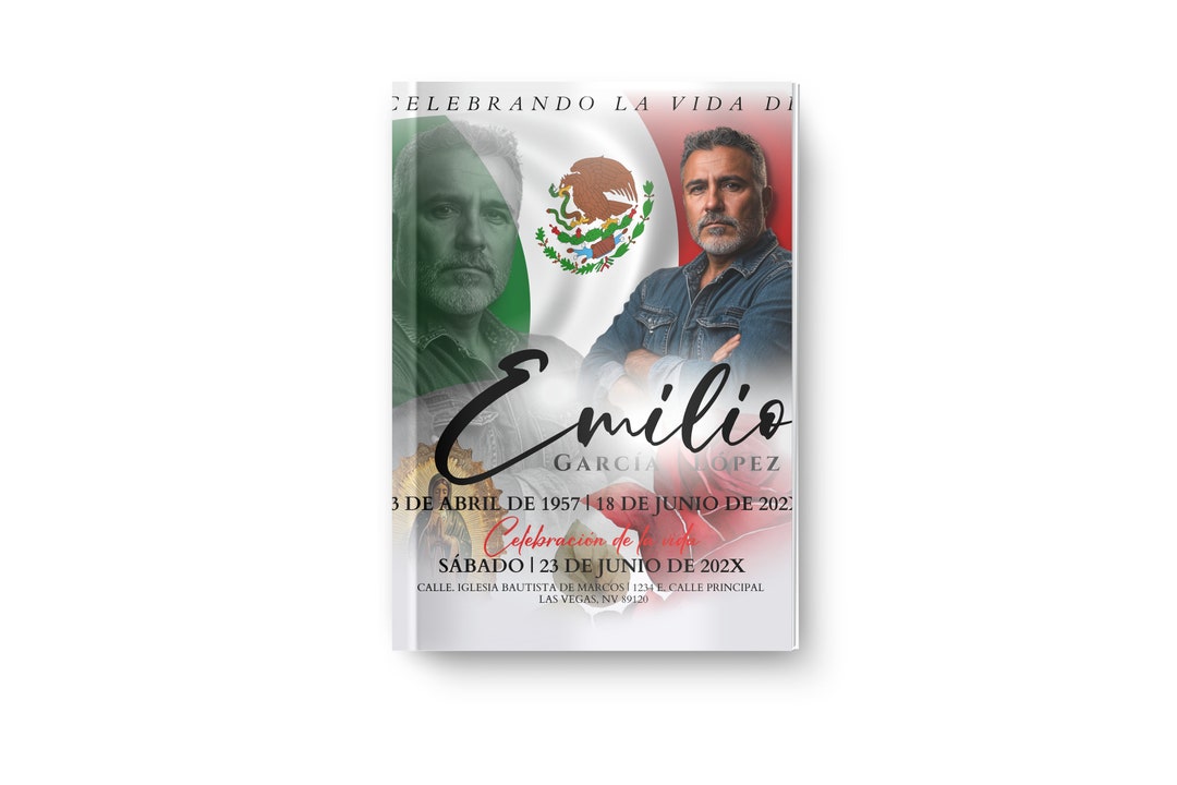 Spanish Funeral Obituary Template 8.5x11 4 Page Translated From English