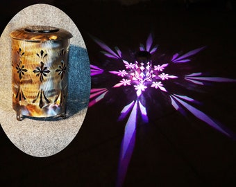 Solar Shadow Lamp-"Crosses"-Gold Torch Patina-Color Changing LED Light