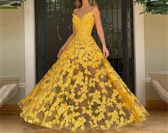 Yellow Prom Dress - Etsy