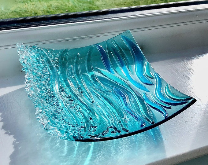 Ocean Wave Decorative Bowl, Fused Glass Ocean, Ocean, Sea, Cornish