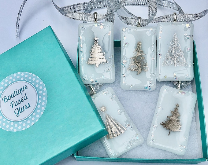 5 Fused Glass Christmas Decorations Christmas Decoration Etsy UK