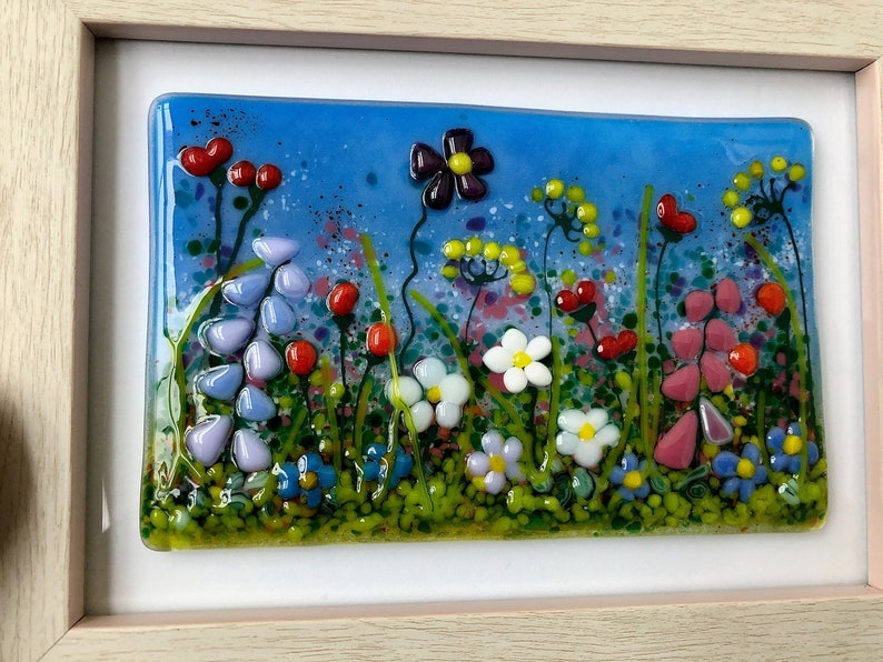 Wildflower Meadow Fused Glass Flowers Wall Art Cornish Etsy
