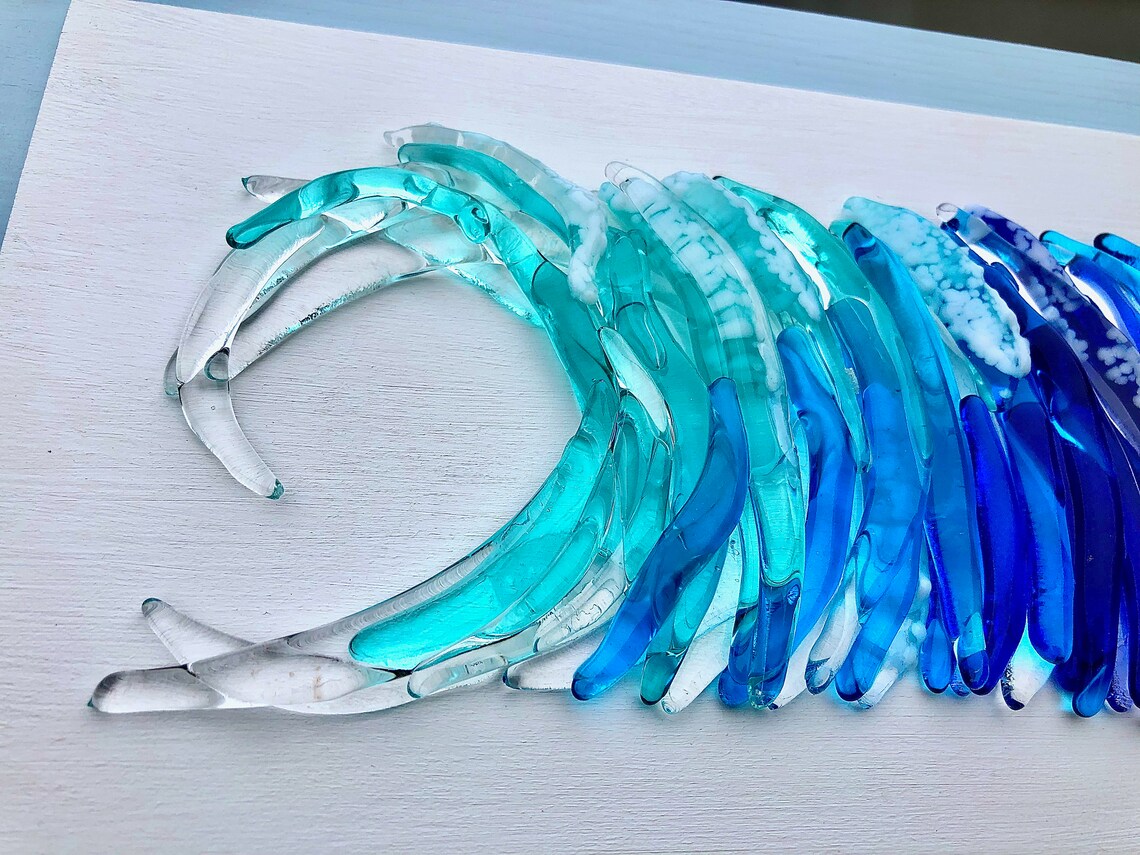 Fused Glass Ocean Wave Fused Glass Wall Art Waves Beach Etsy