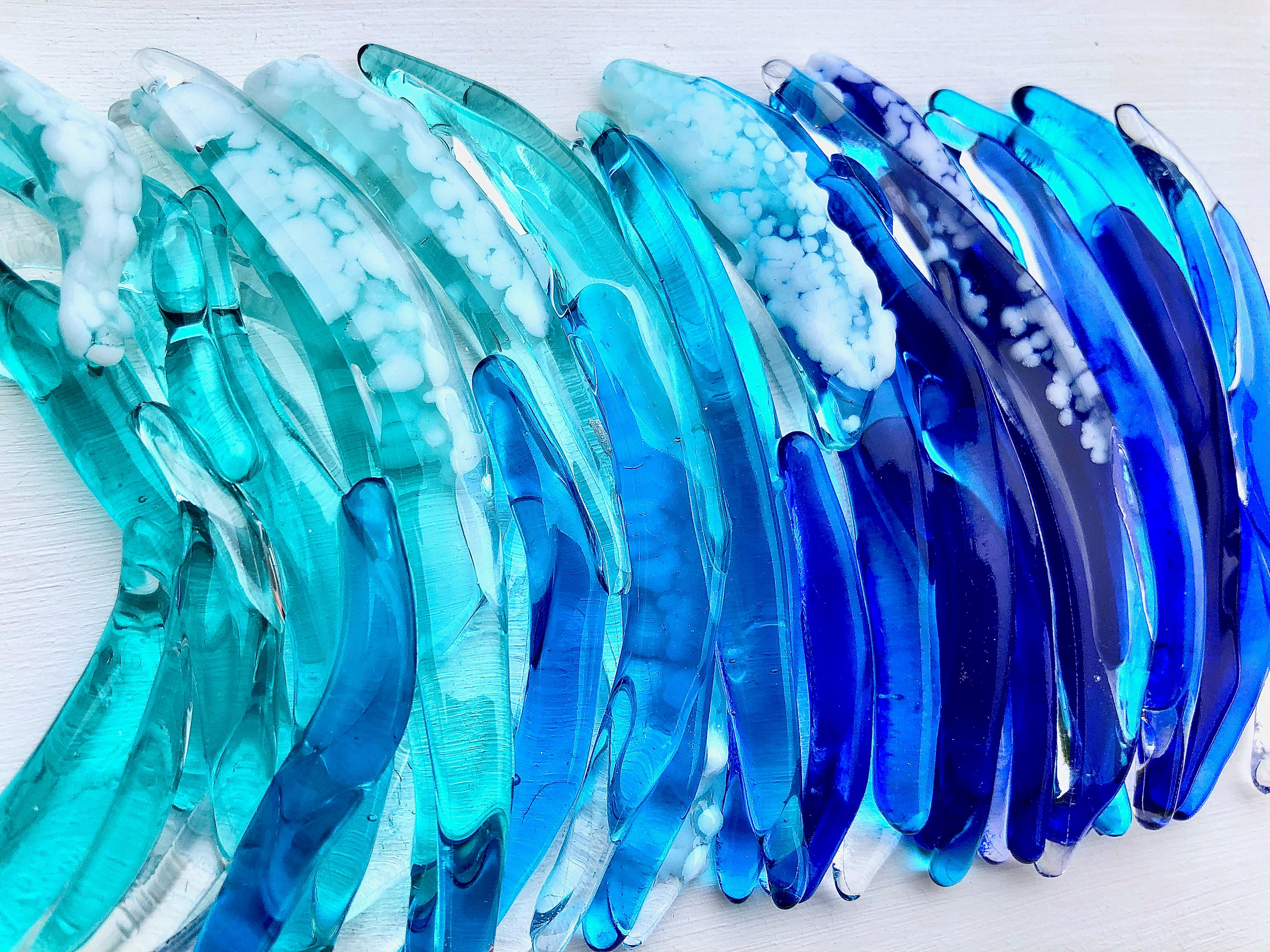 Fused Glass Ocean Wave Fused Glass Wall Art Waves Beach Etsy