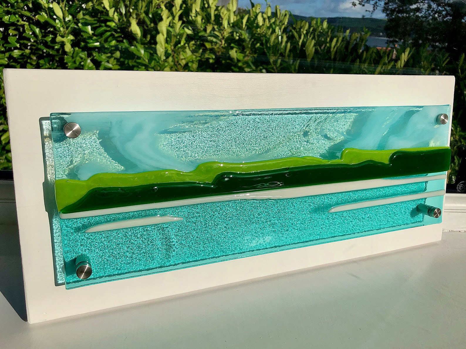 The Isles, Fused Glass Ocean, Fused Glass Wall Art, Sea Waves Beach