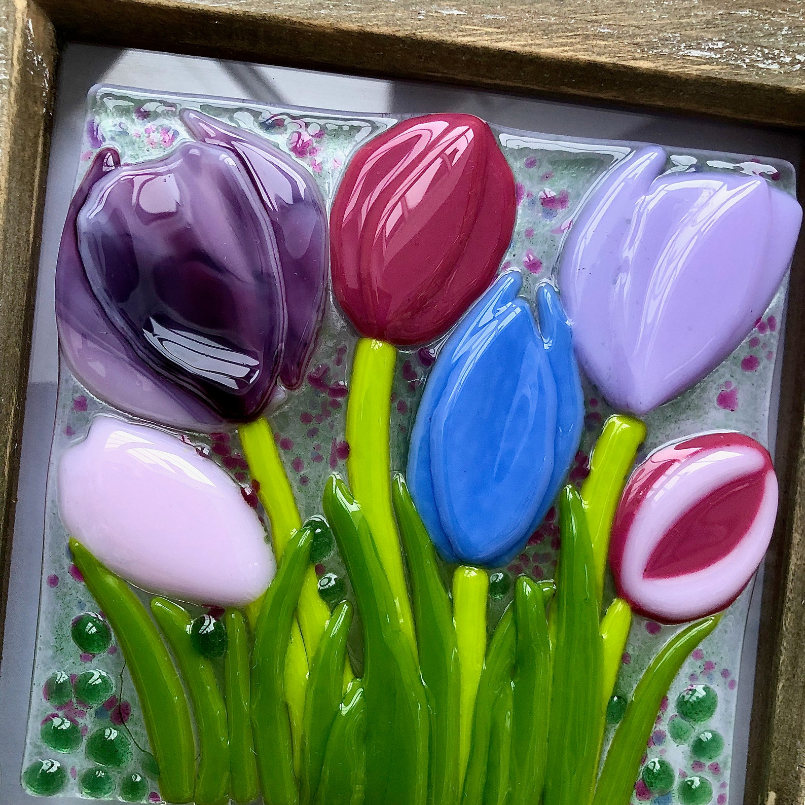 Tulips Fused Glass Flowers Fused Glass Wall Art Gardener Etsy