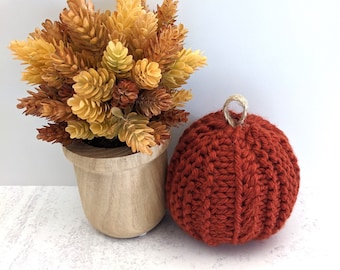 Rustic Knit Pumpkin, Fall Table Decor