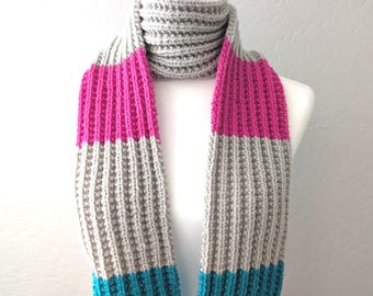 Gray Knit Scarf, Cozy Winter Accessory