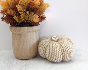Handmade Knit Plush Pumpkin, Thanksgiving and Halloween Decor