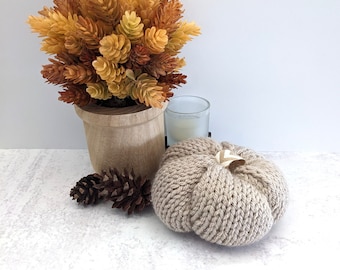 Hand Knit Plush Pumpkin Decoration, Housewarming Gift