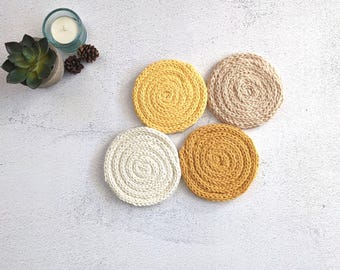 Drink Coasters Set of 4, Handmade Cotton Coasters