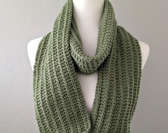 Green Handmade Scarf, Cozy Women's Winter Scarf