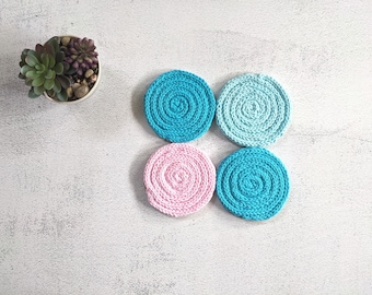 Knit Cotton Coaster Set, Drink Coasters (Set of 4)
