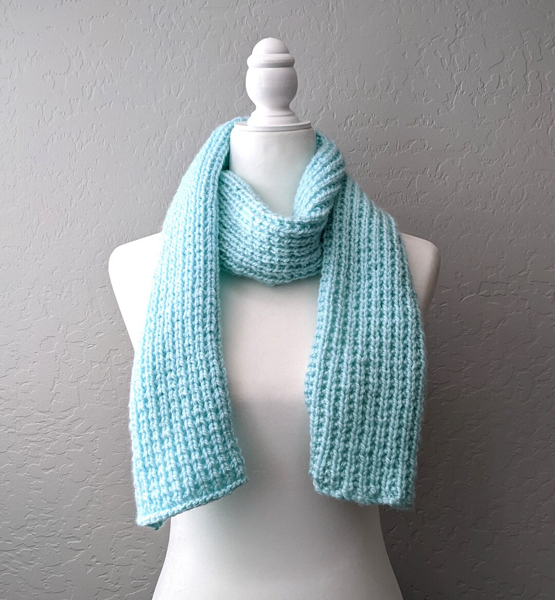Womens Knit Scarf Blue Knitted Scarf Soft Warm Scarf Etsy