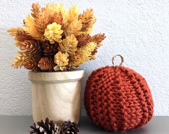 Knit Pumpkin, Fall Decor, Rustic Knitted Pumpkin, Thanksgiving Decor, Pumpkin Decoration, Autumn Centerpiece, Housewarming Gift