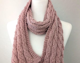 Hand Knit Pink Scarf, Cozy Winter Accessory