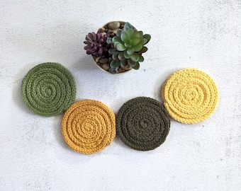 Drink Coaster Set of 4, Handmade Mug Rugs, Housewarming Gift, Mother's Day Gift, Teacher Gift