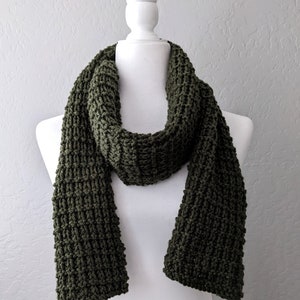 Green Knit Scarf, Cozy Handmade Scarf for Man or Woman, Birthday Gift, Christmas Gift, Teen Gift