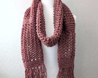 Pink Lace Scarf, Soft Cozy Winter Accessory, Handmade Romantic Scarf, Birthday Gift for Her