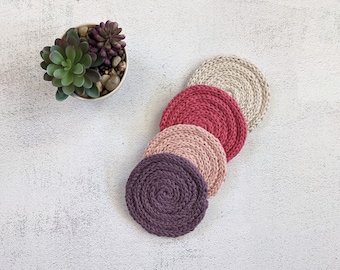 Drink Coasters Set of 4, Handmade Mug Rugs, Housewarming Gift, Mother's Day Gift, Teacher Gift