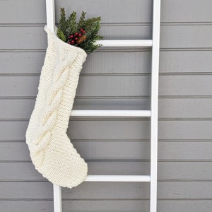 Hand Knit Christmas Stocking, Large Chunky Knit Stocking, Traditional Christmas Decor, Handmade Holiday Decor