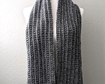 Gray Knit Scarf, Cozy Winter Scarf