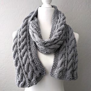 Handmade Knit Gray Scarf, Cozy Winter Accessory, Christmas Gift